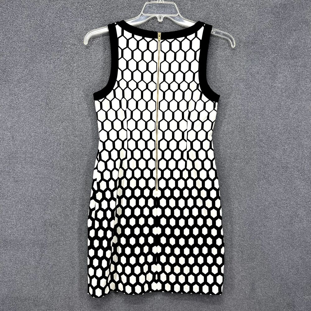 BANANA REPUBLIC Dress Womens 8 White Black Geometric Pencil Bodycon Sleeveless - Picture 2 of 16